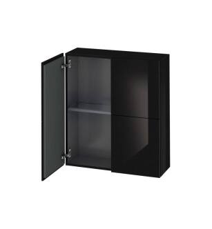 Duravit LC116704040 L Cube 9 1/2" Wall Mount Semi-Tall Linen Cabinet with Two Doors in Black High Gloss