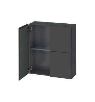Duravit LC116704949 L Cube 9 1/2" Wall Mount Semi-Tall Linen Cabinet with Two Doors in Graphite Matte