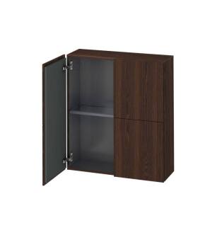 Duravit LC116706969 L Cube 9 1/2" Wall Mount Semi-Tall Linen Cabinet with Two Doors in Walnut Brushed