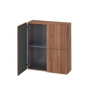 Duravit LC116707979 L Cube 9 1/2" Wall Mount Semi-Tall Linen Cabinet with Two Doors in Natural Walnut