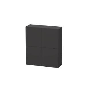 Duravit LC116708080 L Cube 9 1/2" Wall Mount Semi-Tall Linen Cabinet with Two Doors in Graphite Super Matte