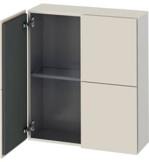 Duravit LC116709191 L Cube 9 1/2" Wall Mount Semi-Tall Linen Cabinet with Two Doors in Taupe