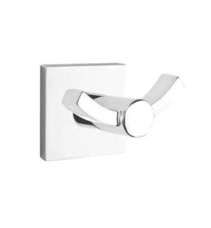 Emtek 280910US26 3 3/8" Wall Mount Double Hook with Square Rosette in Polished Chrome