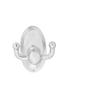 Emtek 26092US26 3 3/8" Wall Mount Double Robe Hook with Oval Rosette in Polished Chrome