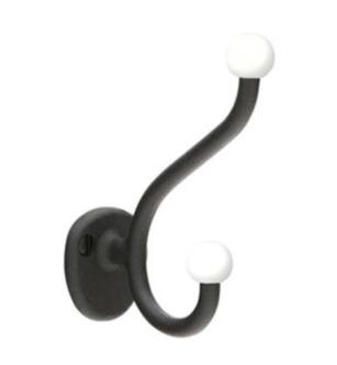 Emtek 25050FBS 1 1/4" Wall Mount Single Robe Hook in Flat Black Steel