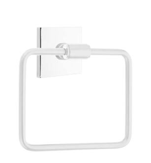 Emtek 290110US26 6" Wall Mount Single Post Towel Ring with Square Rosette in Polished Chrome