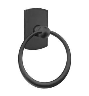 Emtek 23014FB 6 1/2" Wall Mount Towel Ring with #4 Rosette in Flat Black Bronze
