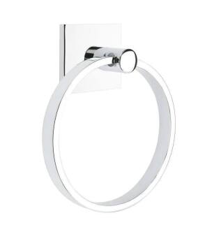 Emtek 280110US26 6 1/2" Wall Mount Towel Ring with Square Rosette in Polished Chrome