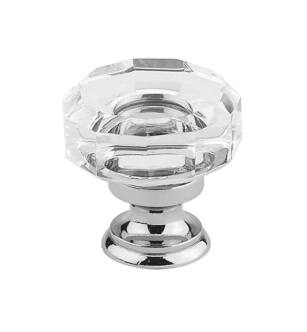 Emtek 86571US26 Crystal & Porcelain Lowell 1 3/8" Clear Crystal Cabinet Knob in Polished Chrome