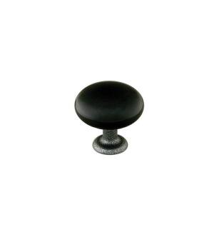 Emtek 86075 Crystal & Porcelain Madison 1 3/4" Black Cabinet Knob with Wrought Steel Stem in Satin Steel
