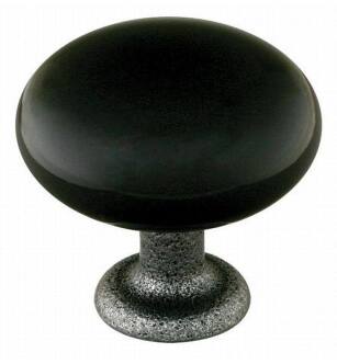 Emtek 86072 Crystal & Porcelain Madison 1 1/4" Black Cabinet Knob with Wrought Steel Stem
