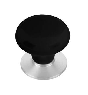 Emtek 86033US26 Porcelain 1 3/4" Ebony Cabinet Knob with Brass Base in Polished Chrome