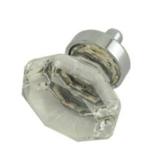 Emtek 86011 Crystal & Porcelain Old Town 1 1/4" Clear Crystal Cabinet Knob with Brass Base