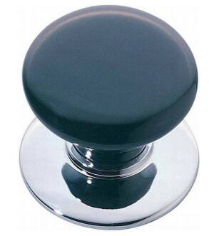 Emtek 86009 Crystal & Porcelain 1 3/8" Ebony Porcelain Cabinet Knob with Brass Base