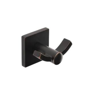 Emtek 280910US10B 3 3/8" Wall Mount Double Hook with Square Rosette in Oil Rubbed Bronze