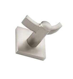 Emtek 280910US15 3 3/8" Wall Mount Double Hook with Square Rosette in Satin Nickel