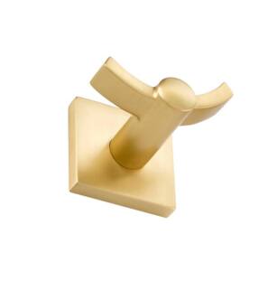 Emtek 280910US4 3 3/8" Wall Mount Double Hook with Square Rosette in Satin Brass