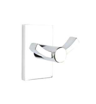 Emtek 280912US26 3 3/8" Wall Mount Double Hook with Modern Rectangular Rosette in Polished Chrome