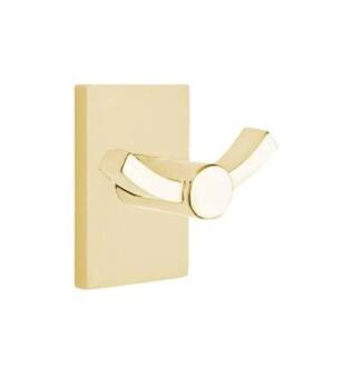 Emtek 280912US4 3 3/8" Wall Mount Double Hook with Modern Rectangular Rosette in Satin Brass