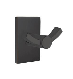 Emtek 280912US10B 3 3/8" Wall Mount Double Hook with Modern Rectangular Rosette in Oil Rubbed Bronze