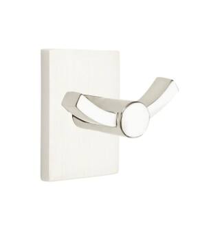Emtek 280912US15 3 3/8" Wall Mount Double Hook with Modern Rectangular Rosette in Satin Nickel
