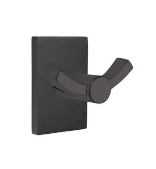 Emtek 280912US19 3 3/8" Wall Mount Double Hook with Modern Rectangular Rosette in Flat Black