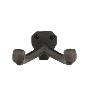 Emtek 2707MB 3 1/2" Wall Mount Double Robe Hook with Rosette in Medium Bronze
