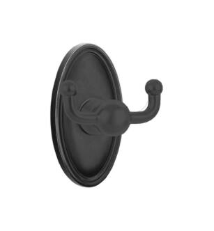 Emtek 26092US19 3 3/8" Wall Mount Double Robe Hook with Oval Rosette in Flat Black
