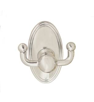 Emtek 26092US14 3 3/8" Wall Mount Double Robe Hook with Oval Rosette in Polished Nickel