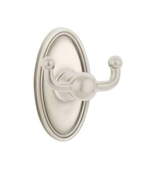 Emtek 26092US15 3 3/8" Wall Mount Double Robe Hook with Oval Rosette in Satin Nickel