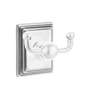 Emtek 260961US26 3 3/8" Wall Mount Double Robe Hook with Wilshire Rosette in Polished Chrome