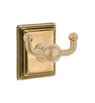 Emtek 260961US7 3 3/8" Wall Mount Double Robe Hook with Wilshire Rosette in French Antique