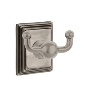 Emtek 260961US15A 3 3/8" Wall Mount Double Robe Hook with Wilshire Rosette in Pewter