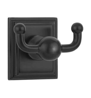 Emtek 260961US19 3 3/8" Wall Mount Double Robe Hook with Wilshire Rosette in Flat Black