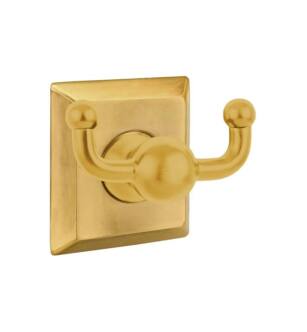 Emtek 260931US7 3 3/8" Wall Mount Double Robe Hook with Quincy Rosette in French Antique