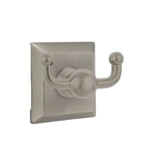 Emtek 260931US15A 3 3/8" Wall Mount Double Robe Hook with Quincy Rosette in Pewter