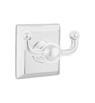 Emtek 260931US26 3 3/8" Wall Mount Double Robe Hook with Quincy Rosette in Polished Chrome