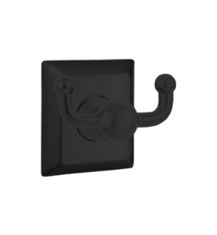 Emtek 260931US19 3 3/8" Wall Mount Double Robe Hook with Quincy Rosette in Flat Black
