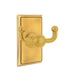 Emtek 26093US7 3 3/8" Wall Mount Double Robe Hook with Rectangular Rosette in French Antique