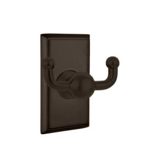 Emtek 26093US10B 3 3/8" Wall Mount Double Robe Hook with Rectangular Rosette in Oil Rubbed Bronze