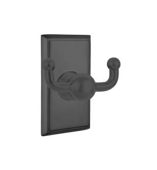 Emtek 26093US19 3 3/8" Wall Mount Double Robe Hook with Rectangular Rosette in Flat Black