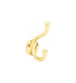 Emtek 2606US3NL 1 1/2" Wall Mount Single Robe Hook in Unlacquered Brass