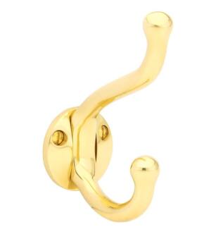Emtek 2606US3 1 1/2" Wall Mount Single Robe Hook in Polished Brass - Lifetime