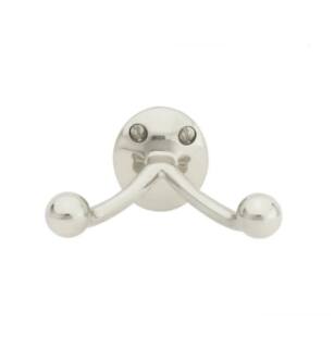 Emtek 2607US14 3 1/2" Wall Mount Double Robe Hook in Polished Nickel