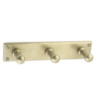 Emtek 2307TWB 9 1/2" Wall Mount Three Robe Hook with Rectangular Plate in Tumbled White Bronze (TWB)