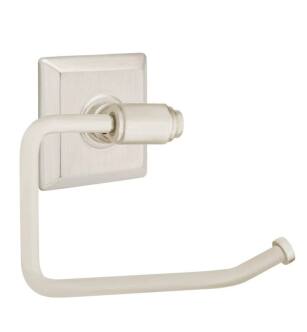 Emtek 290431US15 6 7/8" Wall Mount Bar Toilet Paper Holder with Quincy Rosette in Satin Nickel