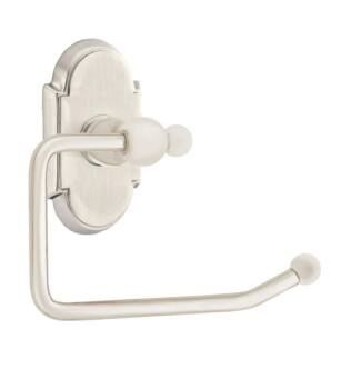 Emtek 26048US15 6 3/8" Wall Mount Bar Toilet Paper Holder with #8 Rosette in Satin Nickel