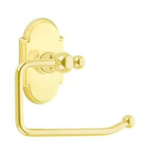 Emtek 26048US3 6 3/8" Wall Mount Bar Toilet Paper Holder with #8 Rosette in Polished Brass - Lifetime