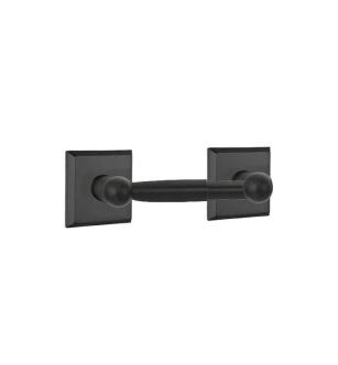 Emtek 23046FB 7 3/8" Wall Mount Spring Rod Toilet Paper Holder with #6 Rosette in Flat Black Bronze
