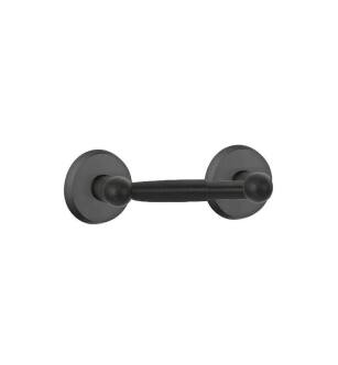 Emtek 23042FB 7 3/8" Wall Mount Spring Rod Toilet Paper Holder with #2 Rosette in Flat Black Bronze